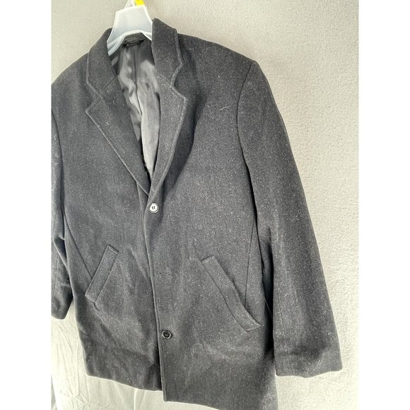 Murano Collezione Short Trench Over Coat Mens Medium Wool Single Breast Black - Picture 6 of 12
